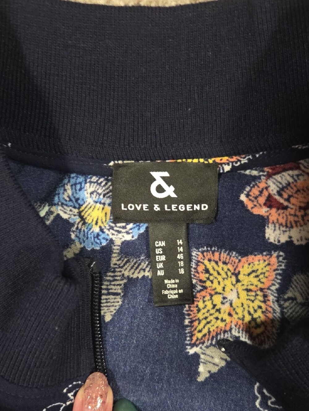 Love & Legend Navy Floral Bomber Jacket - Picture 2 of 7